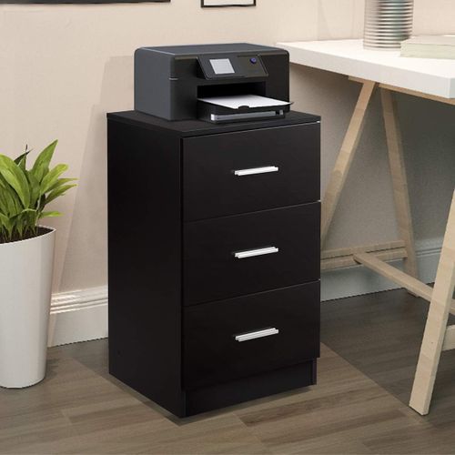 Lot De 2 Caisson De Bureau Meuble De Rangement Avec 3 Tiroirs Pour Lettre,dossiers Et Documents Noir