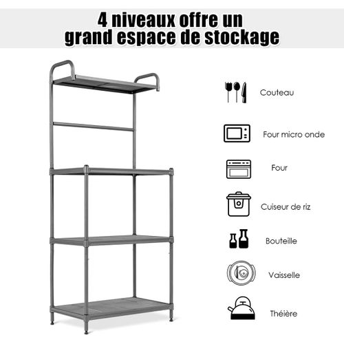 Étagère De Cuisine, Etagère De Micro-ondes Et Four 60 X 34,5 X 136cmgris