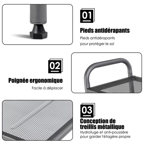 Étagère De Cuisine, Etagère De Micro-ondes Et Four 60 X 34,5 X 136cmgris