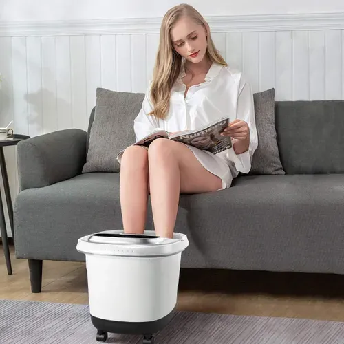 Bain De Pieds Hydromasseur Avec Chauffage Rapide, Masseur Pieds 500w 6 Rouleaux (gris)