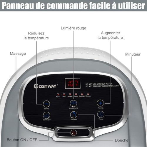 Bain De Pieds Hydromasseur Avec Chauffage Rapide, Masseur Pieds 500w 6 Rouleaux (gris)
