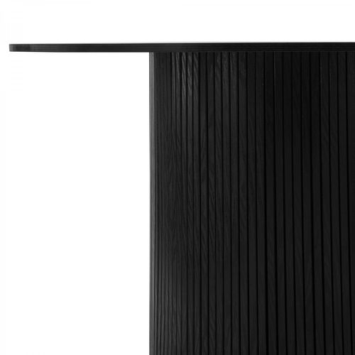 Table À Manger Ronde 110 Cm 4 Personnes Callix Uk0787 Mdf Lattes Noires