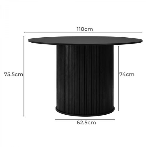 Table À Manger Ronde 110 Cm 4 Personnes Callix Uk0787 Mdf Lattes Noires