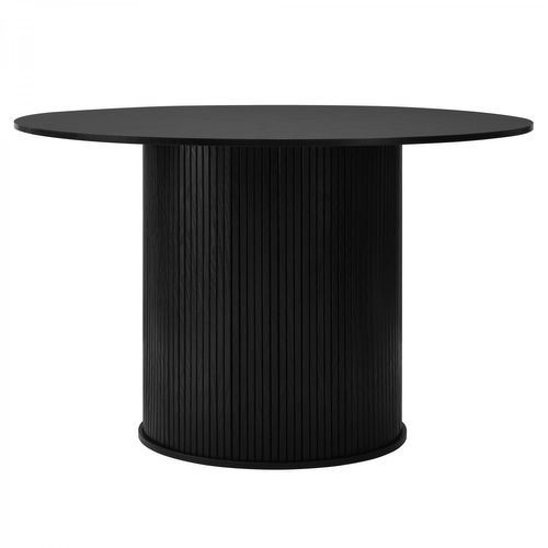 Table À Manger Ronde 110 Cm 4 Personnes Callix Uk0787 Mdf Lattes Noires