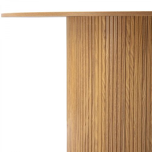 Table à Manger Ronde 110 Cm 4 Personnes Callix Uk0788 Mdf Lattes Chêne