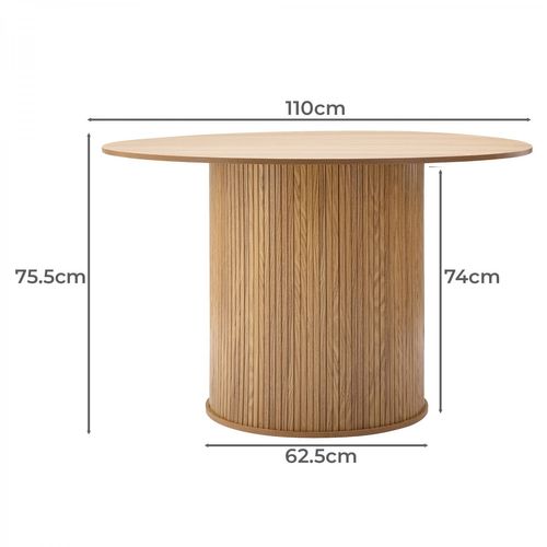 Table à Manger Ronde 110 Cm 4 Personnes Callix Uk0788 Mdf Lattes Chêne