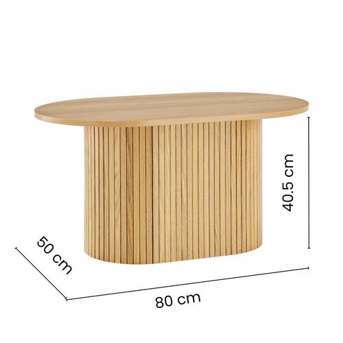 Table Basse Ovale 80 Cm Callix Uh11253 Mdf Lattes Chêne