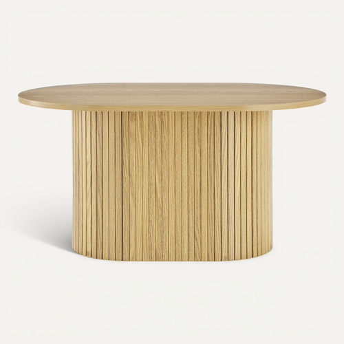 Table Basse Ovale 80 Cm Callix Uh11253 Mdf Lattes Chêne