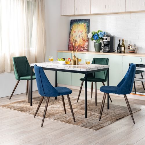 Table Extensible 120 Cm Effet Marbre, Pieds En Métal Noir, Table Repas Moderne Gain De Place