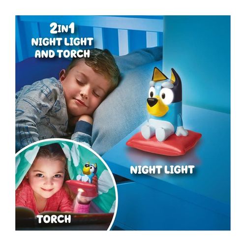 Veilleuse Et Lampe Torche Bluey - Bluey Assise Sur Un Coussin - 12 Cm