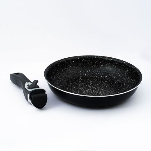 Batterie De Cuisine Revêtement Pierre Avec Manche Amovible 7 Pièces Noir  Hg8053-blk