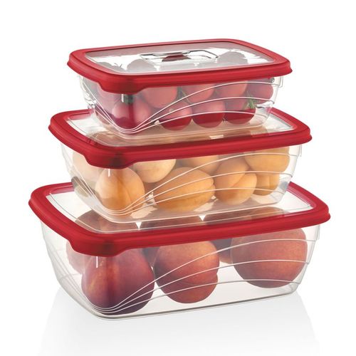 Ensemble De Boite De Conservation 3 Pièces Rouge  Hgl764-red