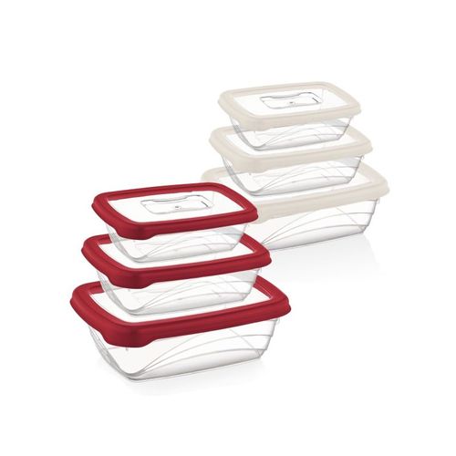 Ensemble De Boite De Conservation 3 Pièces Rouge  Hgl764-red