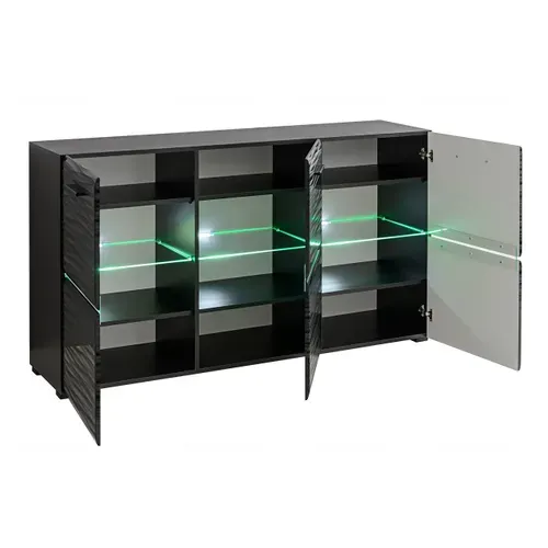 Buffet Bahut Ninja Neuf Effet 3d Illuminé Par LEDs Commode Noir