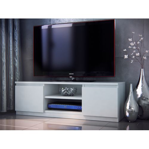 Meuble TV Helil Deux Portes 120 Cm Blanc Mat En 18 Mm