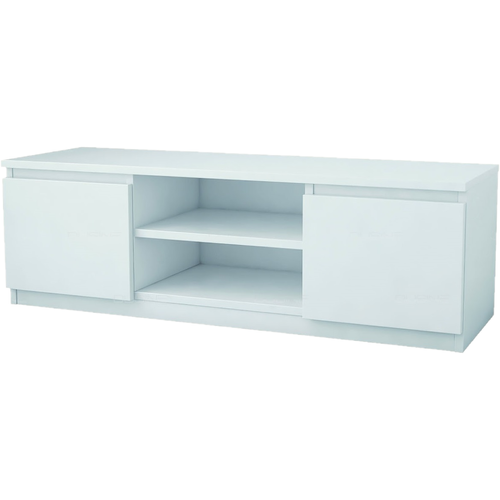 Meuble TV Helil Deux Portes 120 Cm Blanc Mat En 18 Mm