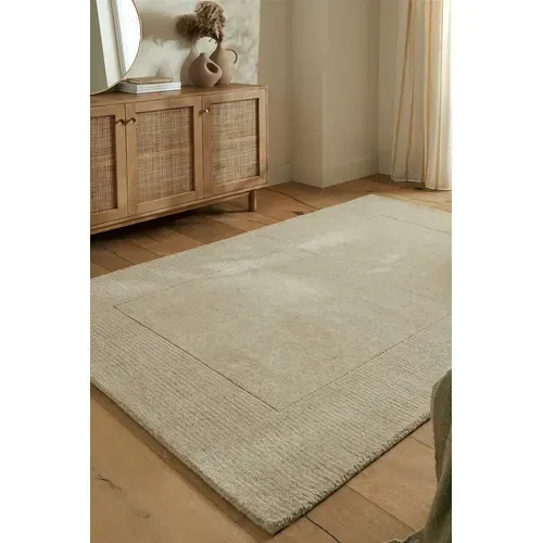 Tapis De Salon Uni En Laine Leone En Laine - Beige - 200x290 Cm