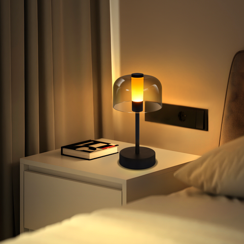 Lampe à Poser De Chevet LED à Piles Noire Intensité Variable Sans Fil Rechargeable Par USB-c
