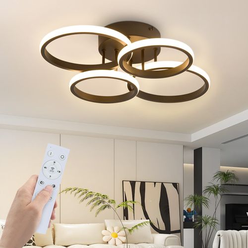 Plafonnier LED Plafonnier LED 4 Anneaux Dimmable Noir 48w Lampe De Salon