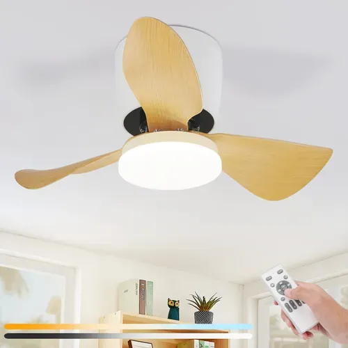 Ventilateur De Plafond Avec Éclairage Et Télécommande 23w LED Dimmable Silencieux 70 Cm 6 Vitesses