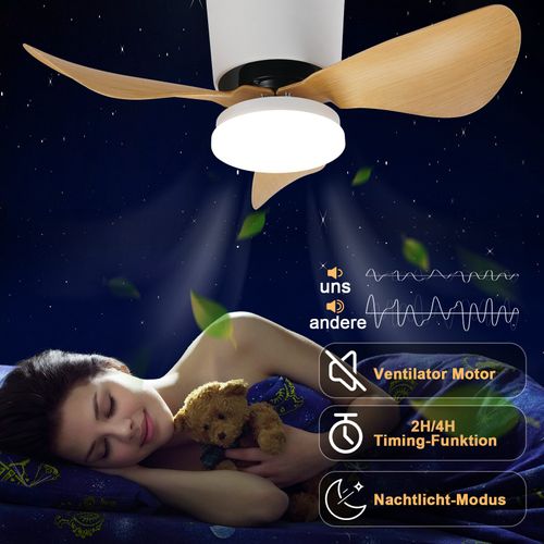 Ventilateur De Plafond Avec Éclairage Et Télécommande 23w LED Dimmable Silencieux 70 Cm 6 Vitesses