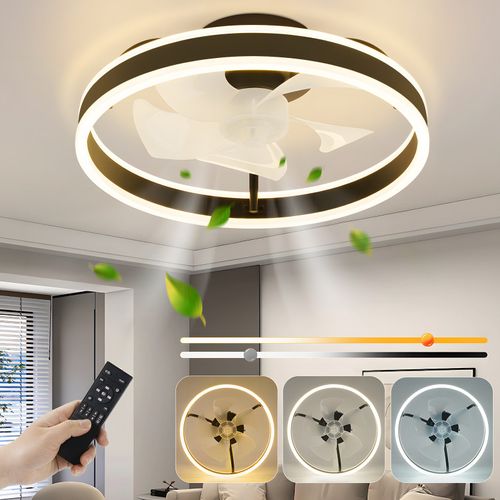 Ventilateur De Plafond Avec Éclairage 34w 40 Cm Silencieux Variable 3 Températures De Couleur