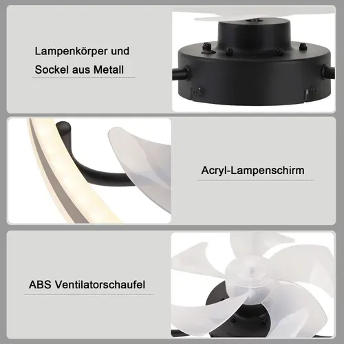 Ventilateur De Plafond Avec Éclairage 34w 40 Cm Silencieux Variable 3 Températures De Couleur