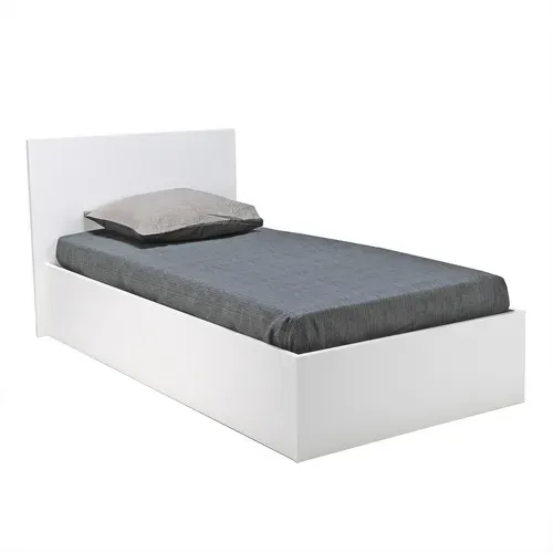 Lit Coffre 1 Place 90x190cm Couleur Blanc Avec Sommier Maro