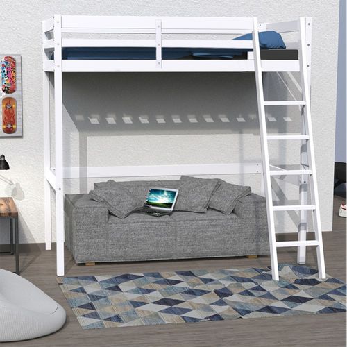 Lit Mezzanine 90x200cm Blanc Sala Avec Incl. Sommier Et échelle