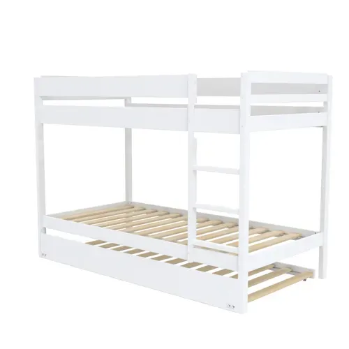 Lit Superposé Et 1 Lit Tiroir 90x190 Will Blanc Incl. Sommier