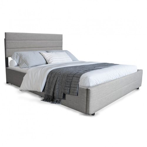 Lit 2 Places 140x200cm Avec Tiroir Lit Gris Clair Palmer Inclus Sommier Et 2 Tiroirs
