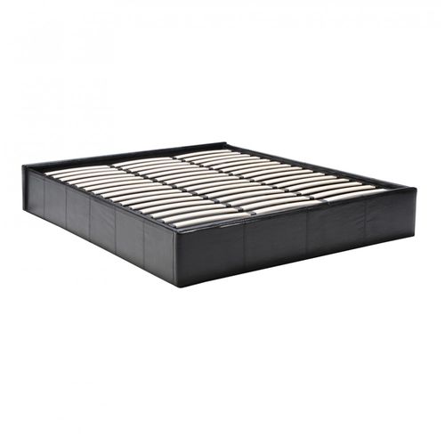 Lit Coffre 2 Places 160x200cm Noir Avec Sommier Turin