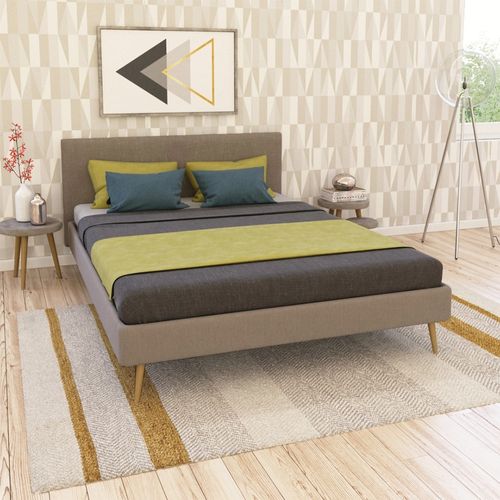 Lit 2 Places 180x200cm Beige Fioni Inclus Sommier Et Tête De Lit