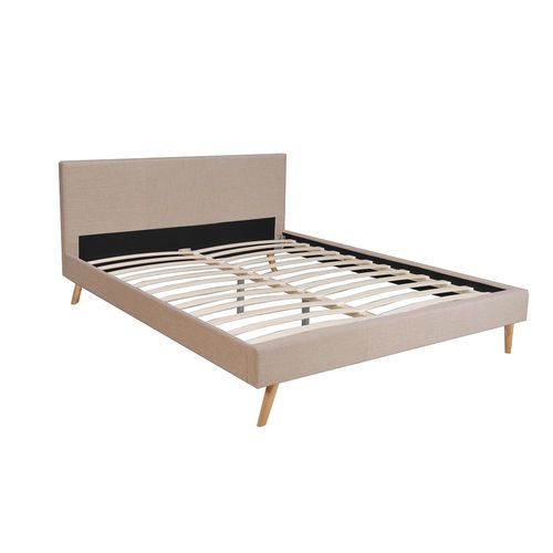 Lit 2 Places 180x200cm Beige Fioni Inclus Sommier Et Tête De Lit