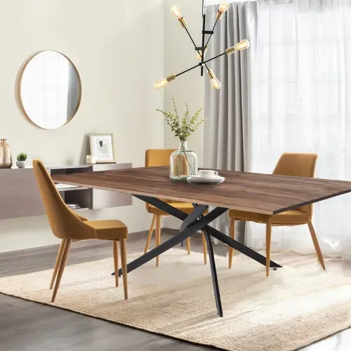 Table à Manger 90x160cm Couleur Chêne Pied Métal