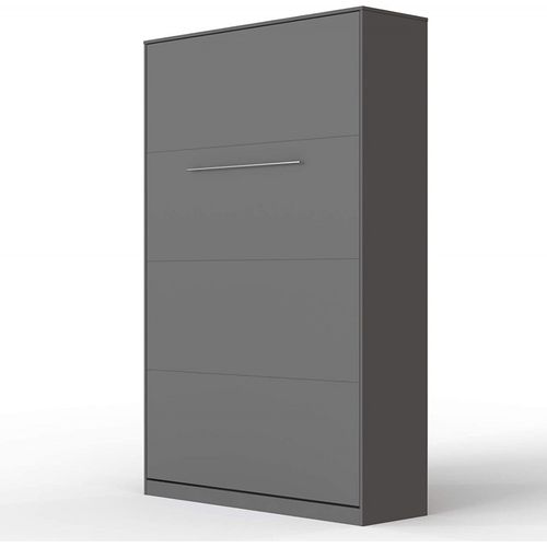 Lit Escamotable +2 Placards Vertical 120x200+(50x2)cm Miroir Lit Mural Anthracite/anthracite