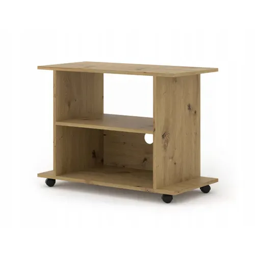 Meuble TV Commode TV Yogi Couleur Artisan 60x80x40cm (hxlxp) 2étagères Avec Roues Design Moderne