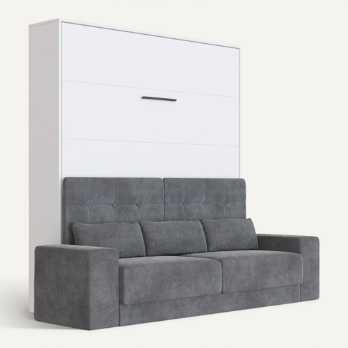 Lit Escamotable 180x200cm Vertical Canapé Anthracite Lit Mural Sup M1 Blanc