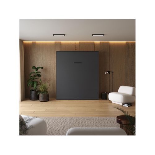Lit Escamotable 180x200cm Vertical Lit Mural Sup M1 Cadre Rembourré Anthracite