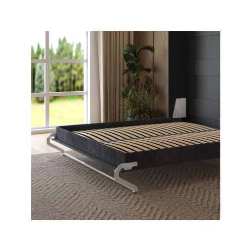 Lit Escamotable 180x200cm Vertical Lit Mural Sup M1 Cadre Rembourré Anthracite