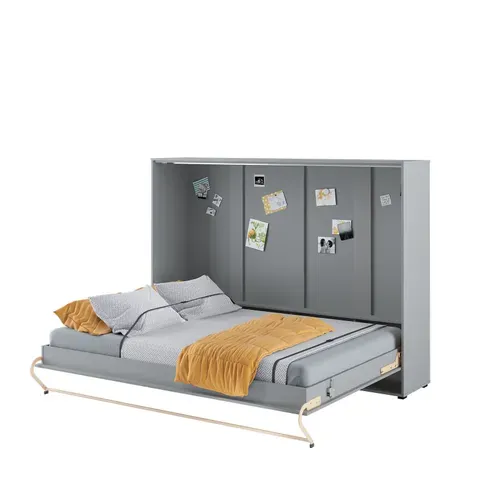 Lenart Armoire Lit Escamotable Horizontal 140x200 Cm Gris Lit Rabattable Lit Mural Consus Pro