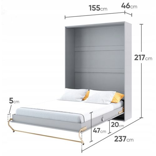 Lenart Lit Escamotable Vertical 140x200cm Matelas Inclus Blanc Mat Lit Rabattable Consus Pro
