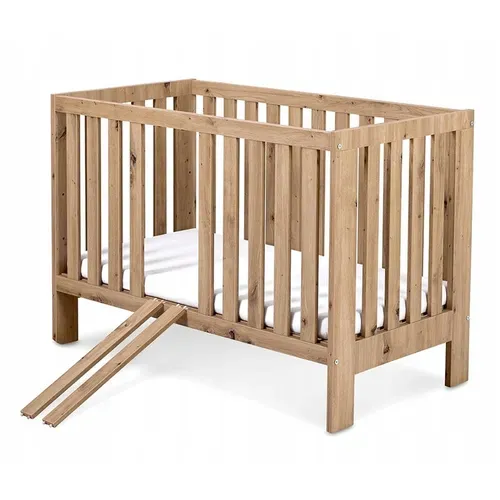 Lit Bébé 120x60cm Couleur Chêne Amelie Lit à Barreaux Amovible