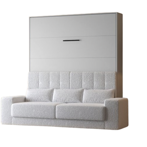 Lit Escamotable 160x200cm Vertical Canapé Blanc Lit Mural Sup M1 Blanc Mat