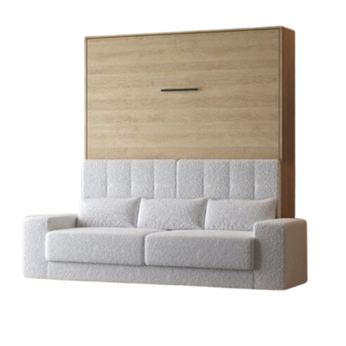 Lit Escamotable 160x200cm Vertical Canapé Blanc Lit Mural Sup M1 Chêne Kaiserberg