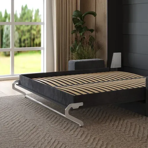 Lit Escamotable 160x200cm Vertical Canapé Anthracite Lit Mural Sup M1 Anthracite