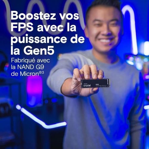P510 1 To M.2 2280 Nvme PCie Gen5 — Jusqu'à 11 000 Mo/s Lecture, 9 500 Mo/s Écriture