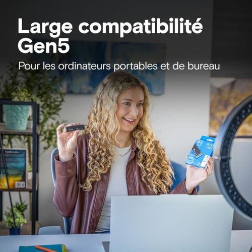 P510 1 To M.2 2280 Nvme PCie Gen5 — Jusqu'à 11 000 Mo/s Lecture, 9 500 Mo/s Écriture