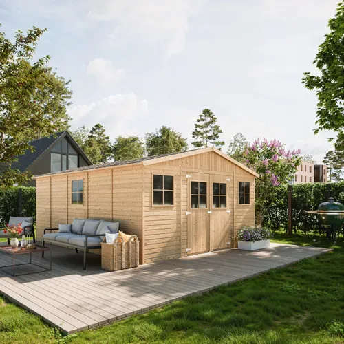 M333 - Abri De Jardin En Bois 20 M² - Atelier Rangement Outils Et Vélos