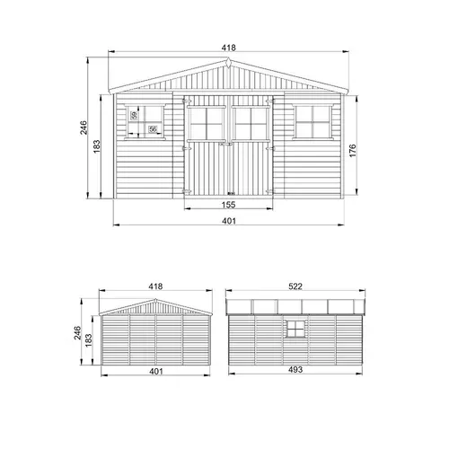 M333 - Abri De Jardin En Bois 20 M² - Atelier Rangement Outils Et Vélos